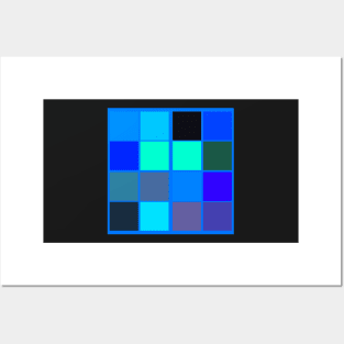 blue square abstract geometrical pattern Posters and Art